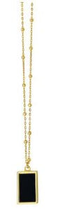 14Y Onyx Geometric Rectangle Necklace 18"