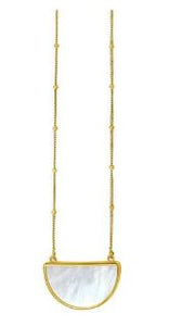14Y Mother of Pearl Geometric Half Moon Necklace 18"