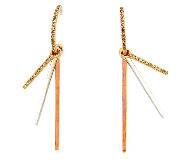 14KT 3 Bar Layered Earrings