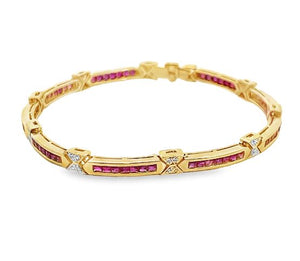 18Y Channel set Ruby and Diamond Bracelet