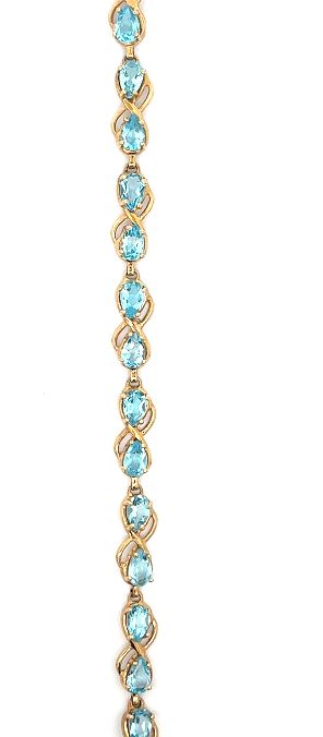 14Y Blue Topaz Infinity Link Bracelet