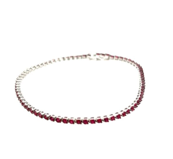 14W Round Ruby Tennis Bracelet with Black Rhodium Tips