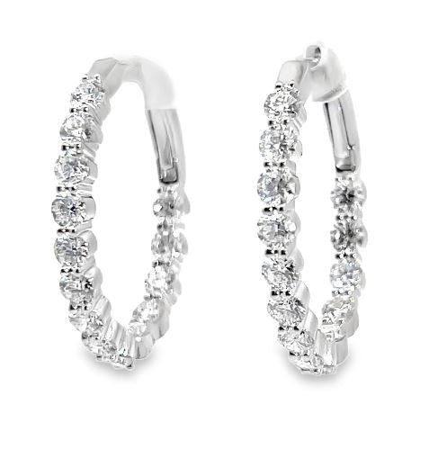 18W Oval In and Out Diamond Hoops