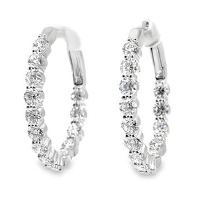 18W Oval In and Out Diamond Hoops