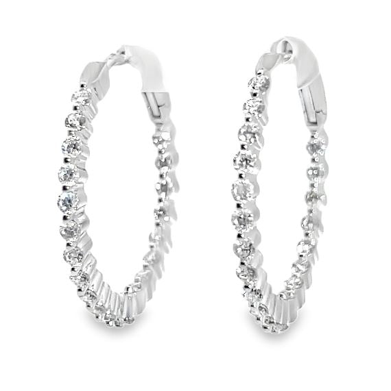 14W Round In and Out Diamond Hoops