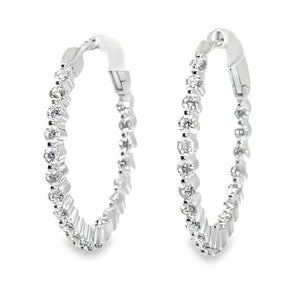 14W Round In and Out Diamond Hoops