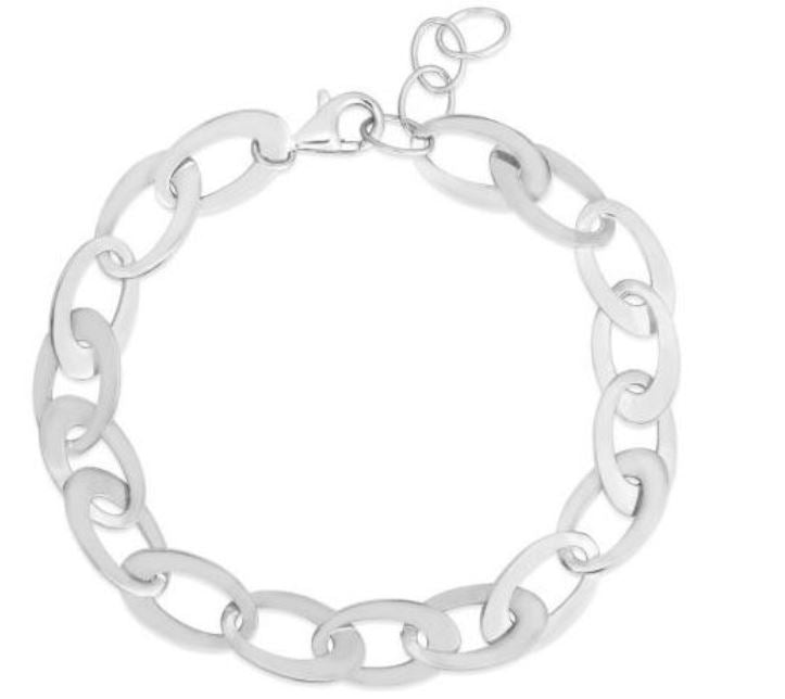 Sterling Silver 8.7mm Oval Link Bracelet with Pear Lobster Clasp 8"
