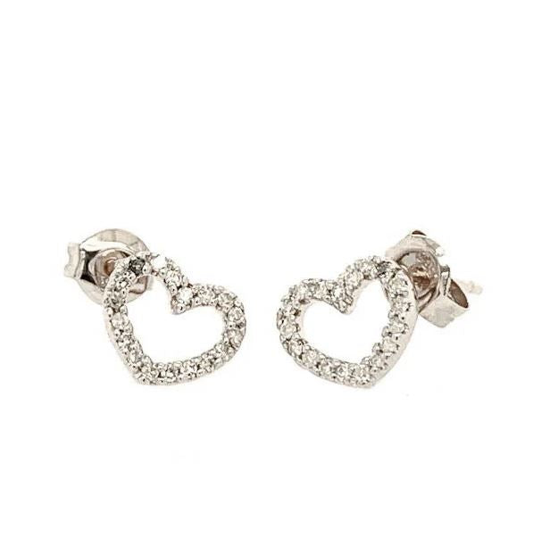 14W Diamond Heart Stud Earrings