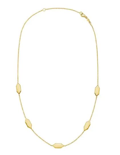 14Y Elongated Hexagon Link 18" Necklace with Pear Shaped Lobster