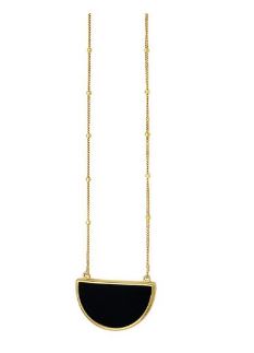 14Y Gold Geometric Black Onyx 18" Necklace with Spring Ring