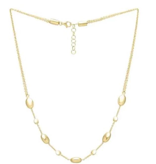 14Y Adjustable Puff Pebble 16.5"-28" Necklace with Lobster Clasp