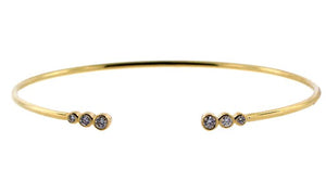 14Y 3 Diamond Open Flexible Bangle with Bezel-Set Graduated Diamonds