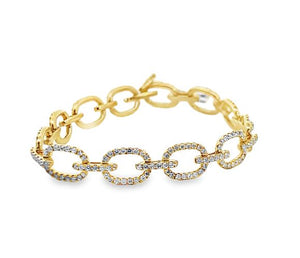 18KY Diamond Open Link Tennis Bracelet