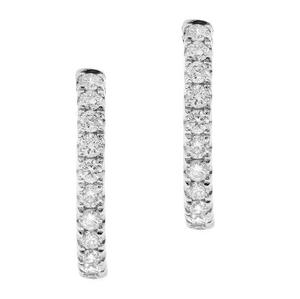 14W 2.5mm Wide Round Diamond Hoop Earrings