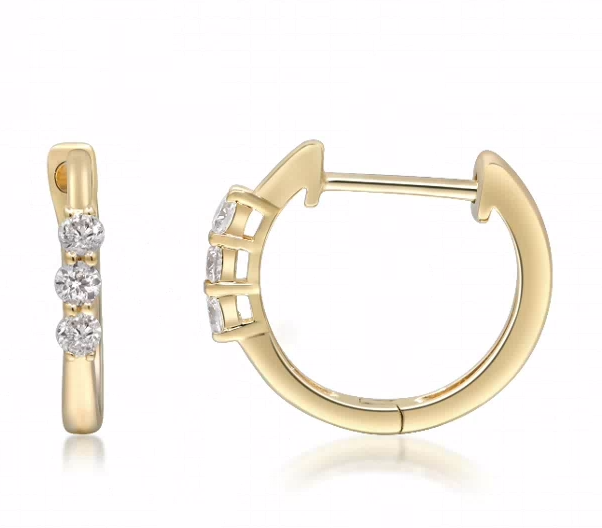 14Y 3 Diamond Earring Huggy Hoop Earrings