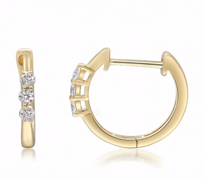 14Y 3 Diamond Earring Huggy Hoop Earrings
