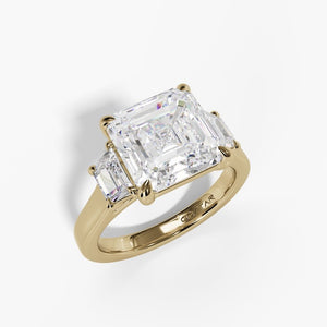 14Y Lab Grown Asscher Cut and Side Trapezoid Diamond Engagement Ring sz 6