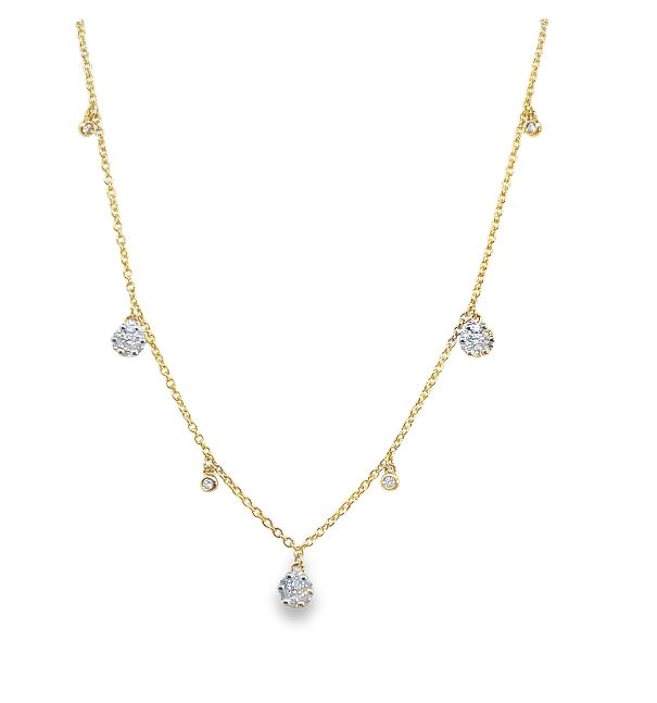 14Y Diamond Charm Alternating Choker Necklace, 11-17"