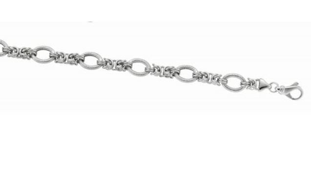 Sterling Silver Fancy 18" Oval Link Necklace with Lobster Clasp