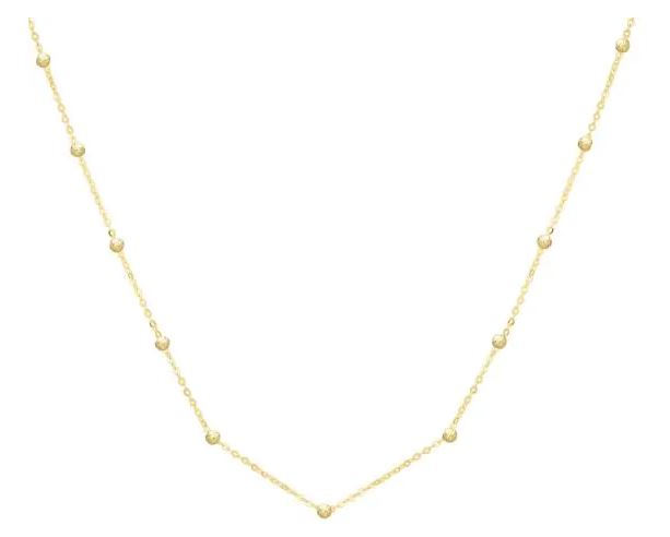 14Y Saturn Bead Chain 18" Necklace with Lobster Clasp