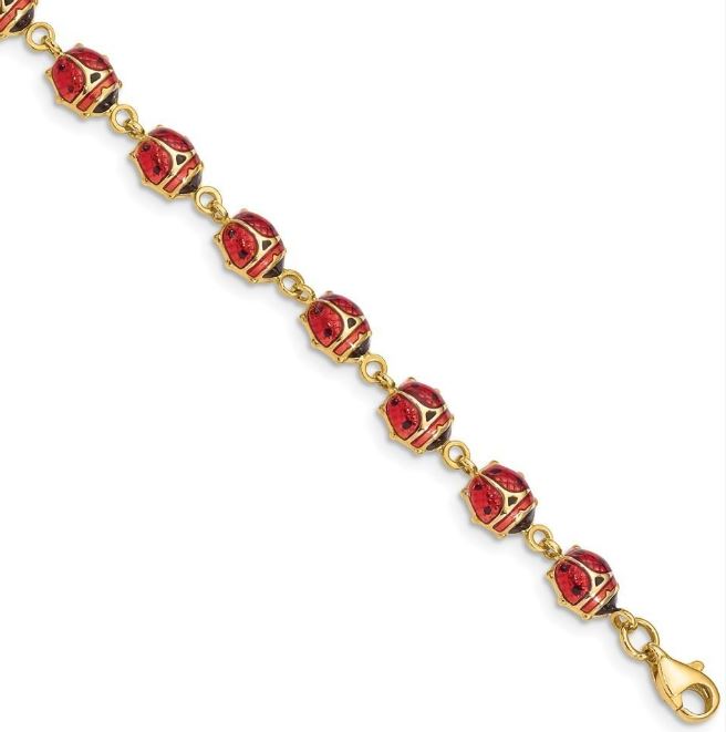 14Y Ladybug Enamel and Resin Bracelet