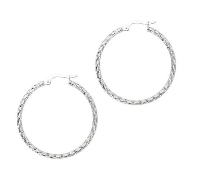 14W 2x30mm Sparkle Open Wire Round Hoop Earrings