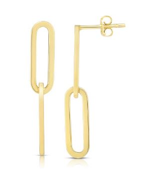 14Y Two Link Paperclip Drop Style Earrings
