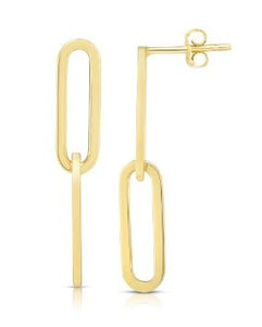 14Y Two Link Paperclip Drop Style Earrings