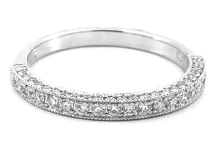 14W 3 Sided Pave Diamond Milgrain Wedding Band sz 6