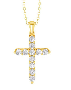 14Y Round Diamond Cross Pendant on 18" Cable with Lobster Clasp
