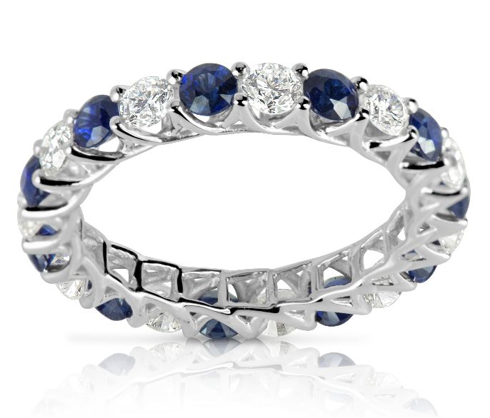 14W Sapphire and Diamond Eternity Band sz 6.5
