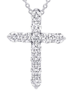 14W Round Diamond Cross Pendant on 18" Cable with Lobster Clasp