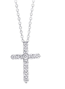 14W Round Diamond Cross Pendant on 18" Cable with Lobster Clasp