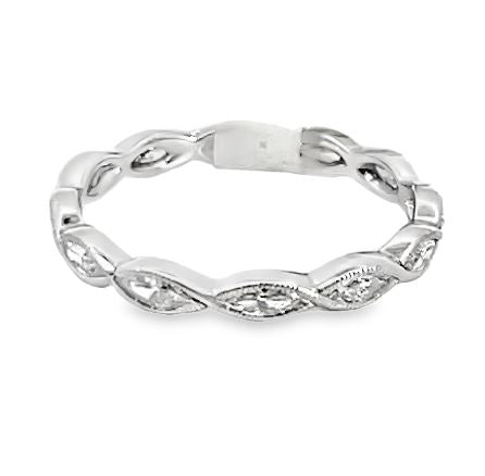 18W Bezel Marquise Diamond Eternity Milgrained Band sz 6.5