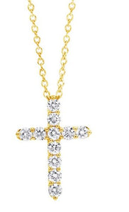 14Y Round Diamond Cross Pendant on 18" Cable with Lobster Clasp