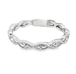 18W Bezel Marquise Diamond Eternity Milgrained Band sz 6.5