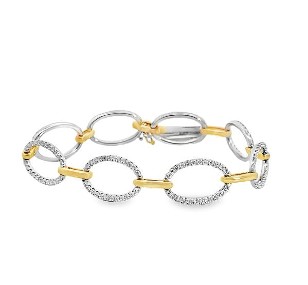 18K Two-Tone Diamond Open Link Bracelet