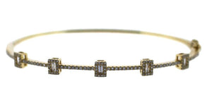 14Y 5 Baguette Diamond Bangle Bracelet with Diamond Halos Box Catch and Figure 8 Safety