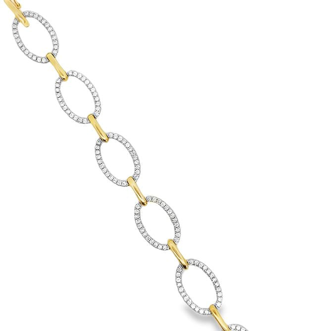 18K Two-Tone Diamond Open Link Bracelet