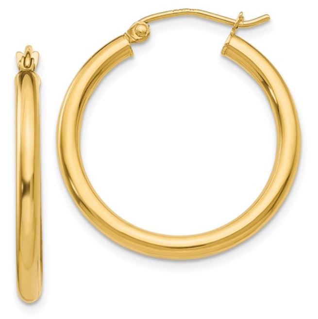14Y 25mm 2.5mm Tube Hoop Earrings