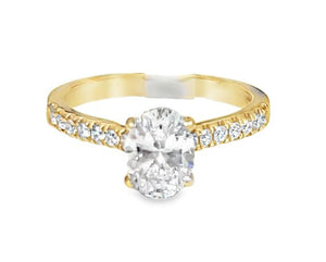 18Y Lab Grown Oval Engagement Ring with Pave Sides sz 6.5