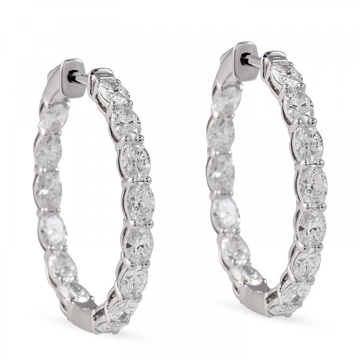 14W Shared Prong Oval Lab Grown Inside Out Diamond Earrings
