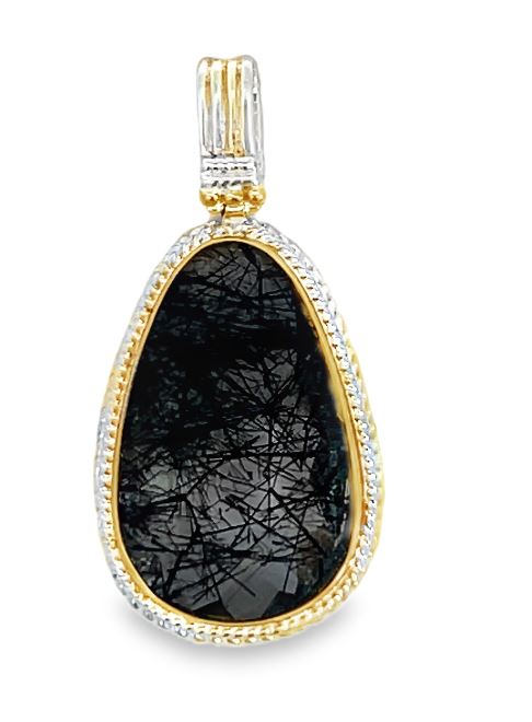 Sterling Silver 22KY Vermeil Pendant with Tourmalinated Quartz