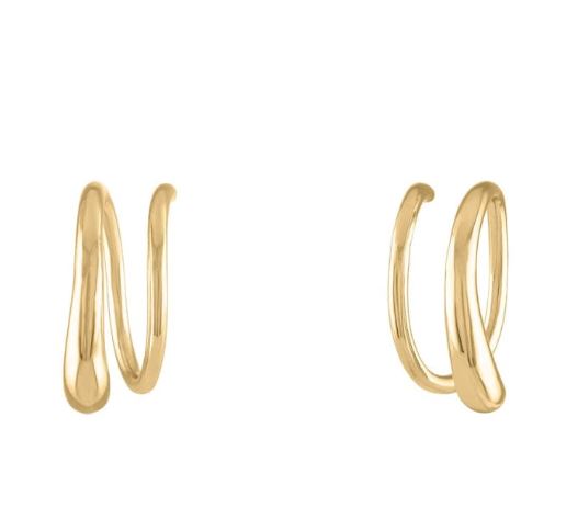 Sterling Silver Yellow Gold Plated Vermeil T-Bar Twist Earrings
