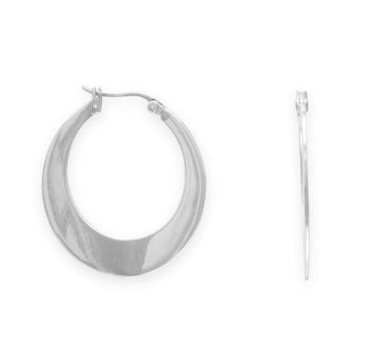 Sterling Silver 30mm Graduated Flat Hoop Earrings