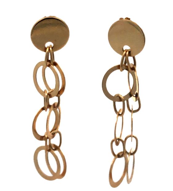 14Y Multi-Circle Double Dangle Stud Earrings