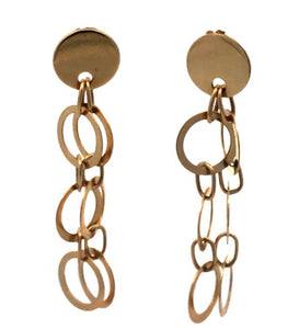 14Y Multi-Circle Double Dangle Stud Earrings