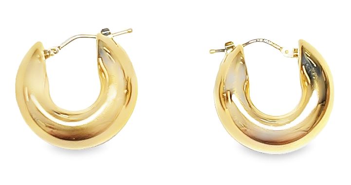 14Y Puffy Domed Hoop Earrings
