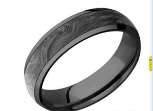 Zirconium 6mm Forged Carbon Fiber Inlay Domed Ring sz 10