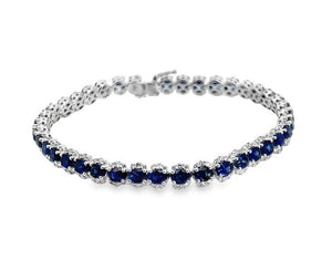 18KW Blue Sapphire/Diamond Tennis Bracelet